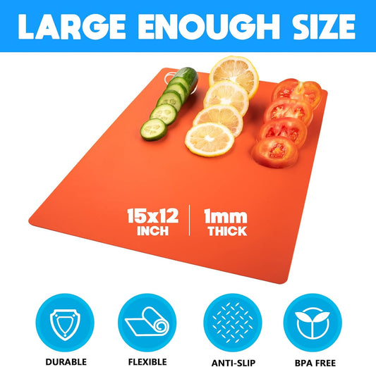 7 Pieces Flexible Cutting Boards, BPA Free Plastic Cutting Boards for Kitchen, Non Slip Cutting Mat for Meat and Vegetables