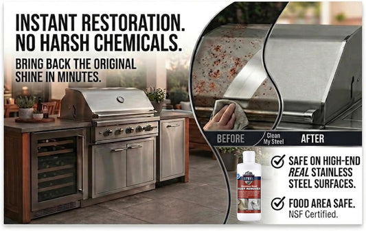 Stainless Steel Rust Remover Cream 8.5 oz | NSF certified rust remover cream. Safe for home appliances and sinks