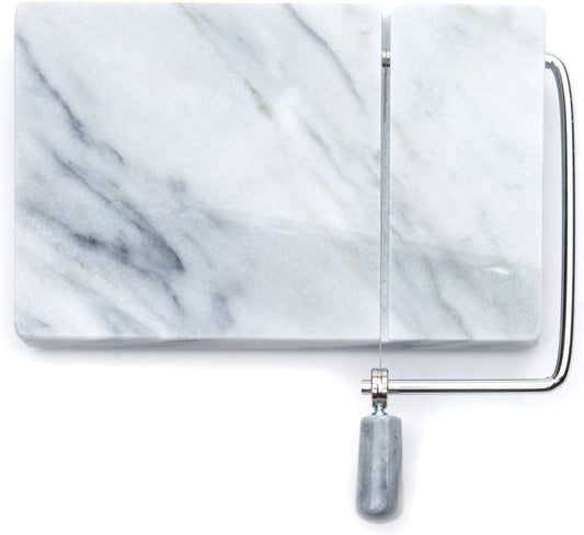 3841COM Fox Run 3841 Marble Cheese Slicer, White | Easily Slice & Serve Cheese | Beautiful White Marble | Charcuterie Board | 1 Replacement Wire | Naturally Cool & Nonstick