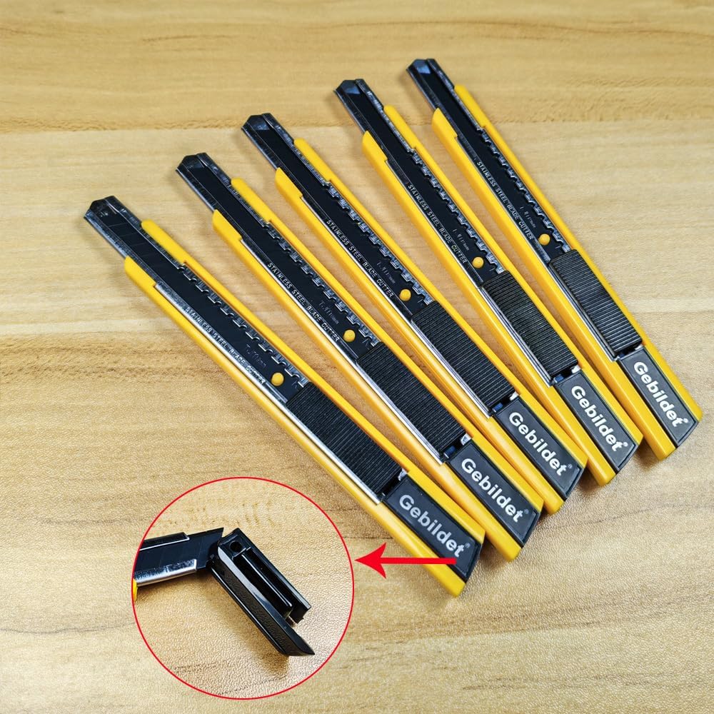5pcs Right and Left Hand Stainless Steel Lockable Cutter Knife / 9mm Snap Off Blades / 30 Degree Foil Knife/Utility Knife/Graphic Knife/Great for Foils, Wallpaper, Crafts, Cartons