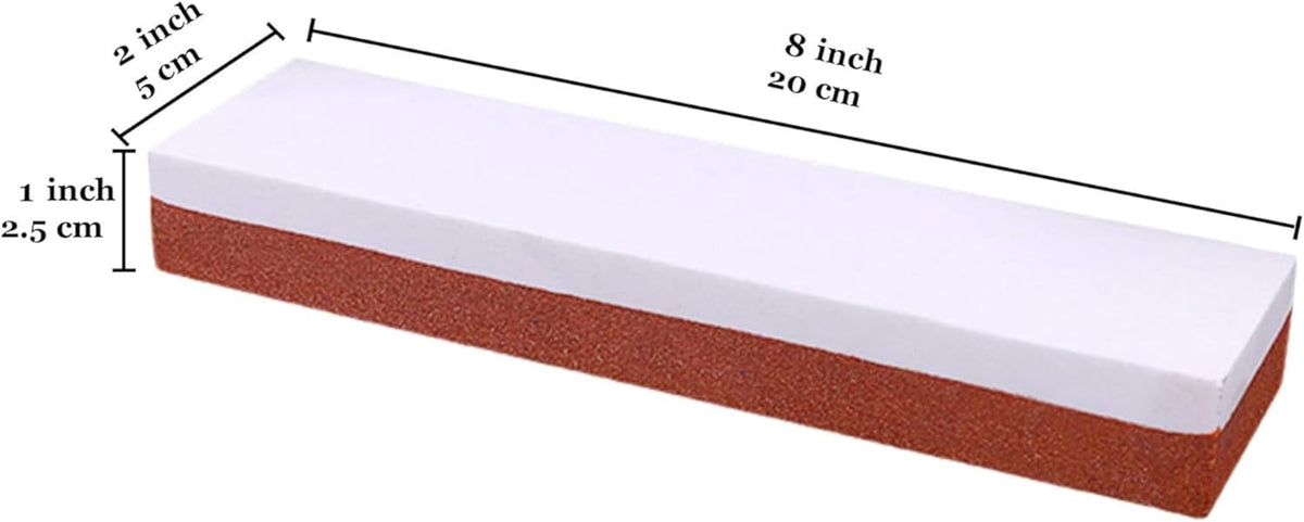 Whetstone Kitchen Knife Sharpening Stone, 8-Inches, Hatchet, Knife, and Axe Sharpener for Home, Field, and Shop, Sharpening Tool with Red Non-Slip Plastic Base, Supports Fine & Coarse Grinding