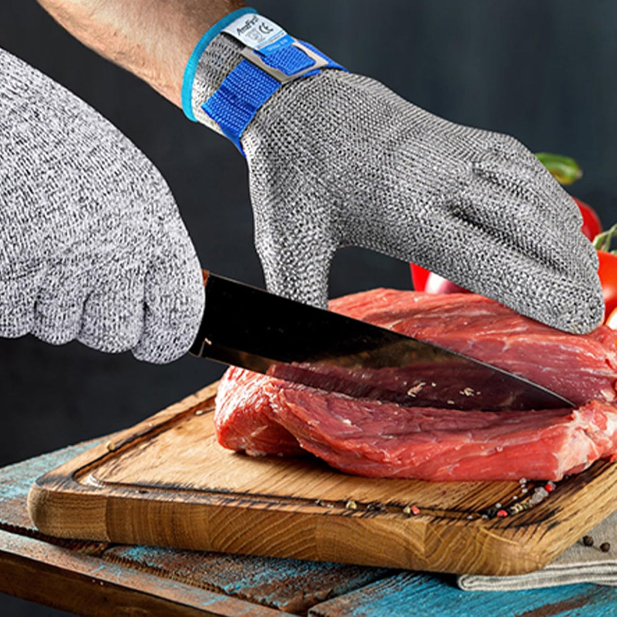 Cut Resistant Gloves Food Grade & Stainless Steel Mesh for Oyster Shucking Butcher Kitchen Meat and Fish Slicing