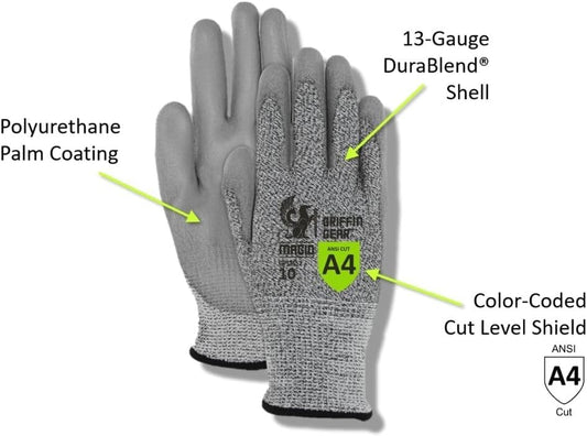MAGID Griffin Gear ANSI A4 Sandy Nitrile Coated Work Gloves