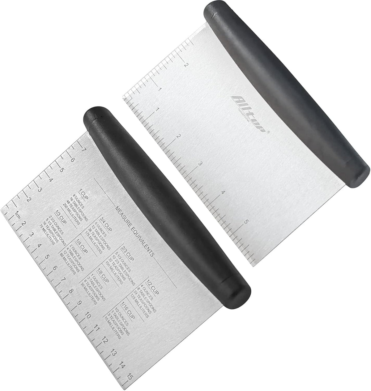 Bench Scraper & Chopper for Kitchen - Ideal Baking Essential Utensil,Stainless Steel Pastry/Dough/Food Cutter Tool for Cake Pizza Bread,Cooking - 1 Pack,Black