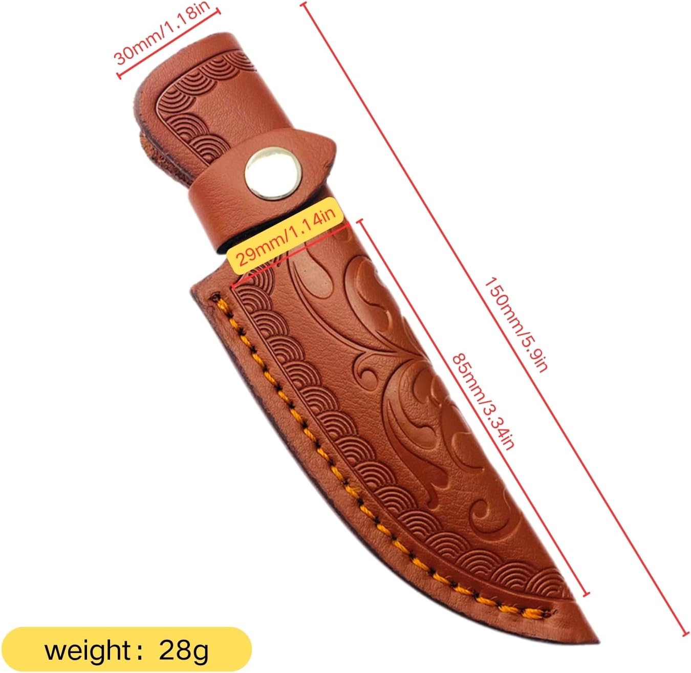 Leather Knife Sheath for Fixed Blade - 4.3 Inch Belt Loop,Handcrafted Protective Cover for Hunting,Outdoor & Tactical Knives (【M】 Brown / 7.28 in)