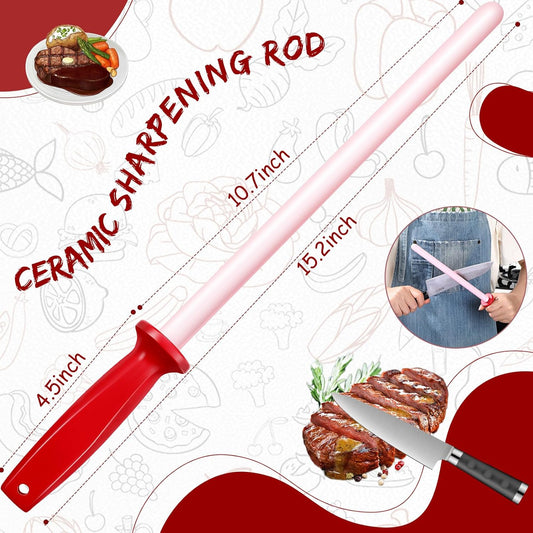 Ceramic Honing Rod, 11 Inch Ceramic Knife Sharpener for Knives with Plastic Handle Lightweight Durable for Professional Chefs and Home Cooks Knife Sharpener