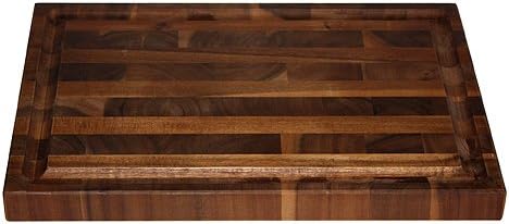 Brown Extra Large Organic End-Grain Hardwood Acacia Cutting Board with Juice groove | Butcher Block | Kitchen Chopping Board | Carving Board - 16" x 11" x 1.25"