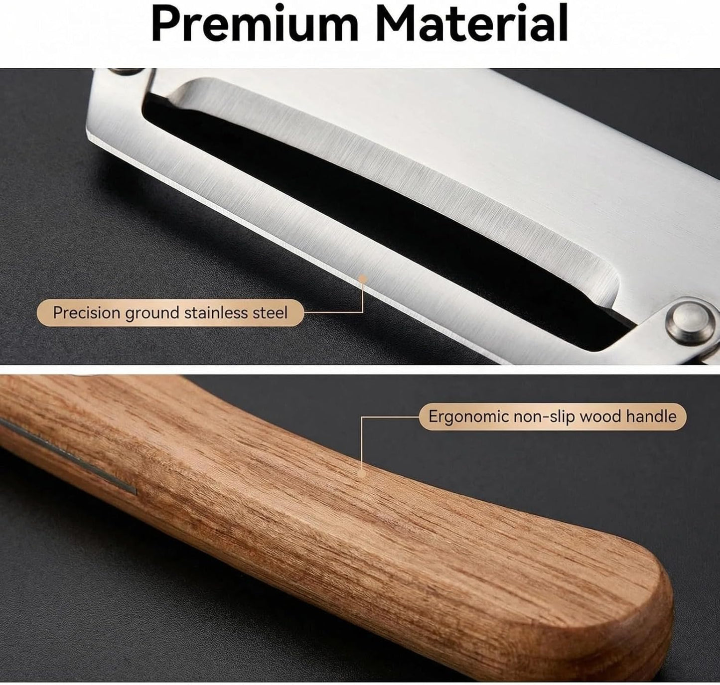 2-in-1 stainless steel vegetable peeler with wooden handle and bottle opener, stainless steel blade, non-slip kitchen fruit peeler(2pcs)