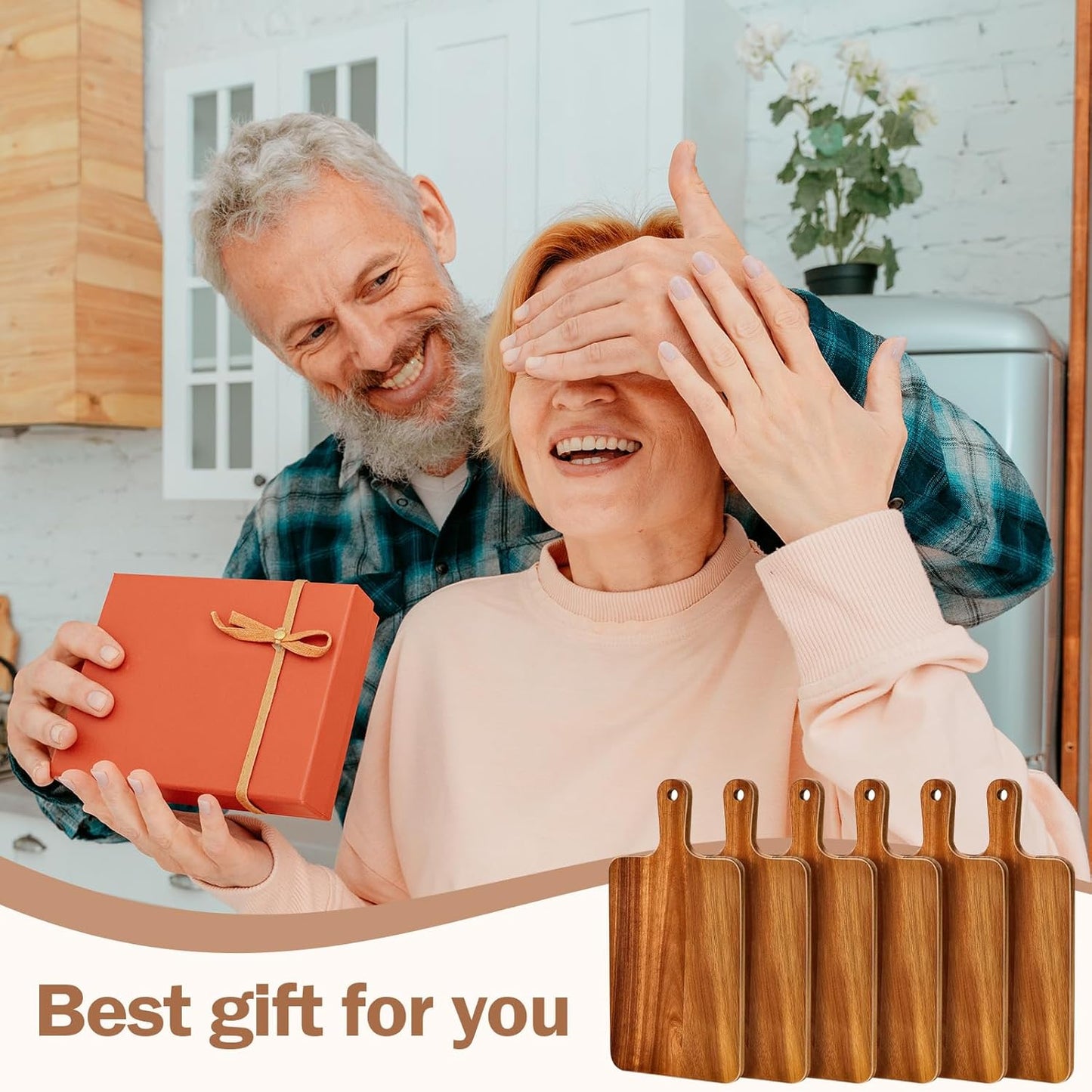 15 Pcs Wood Cutting Board with Handle 11 x 4.92 Inch Acacia Wooden Serving Kitchen Chopping Boards Wooden Serving Board with Hanging Hole for Vegetables Meat Pizza Cheese Fruit Bread
