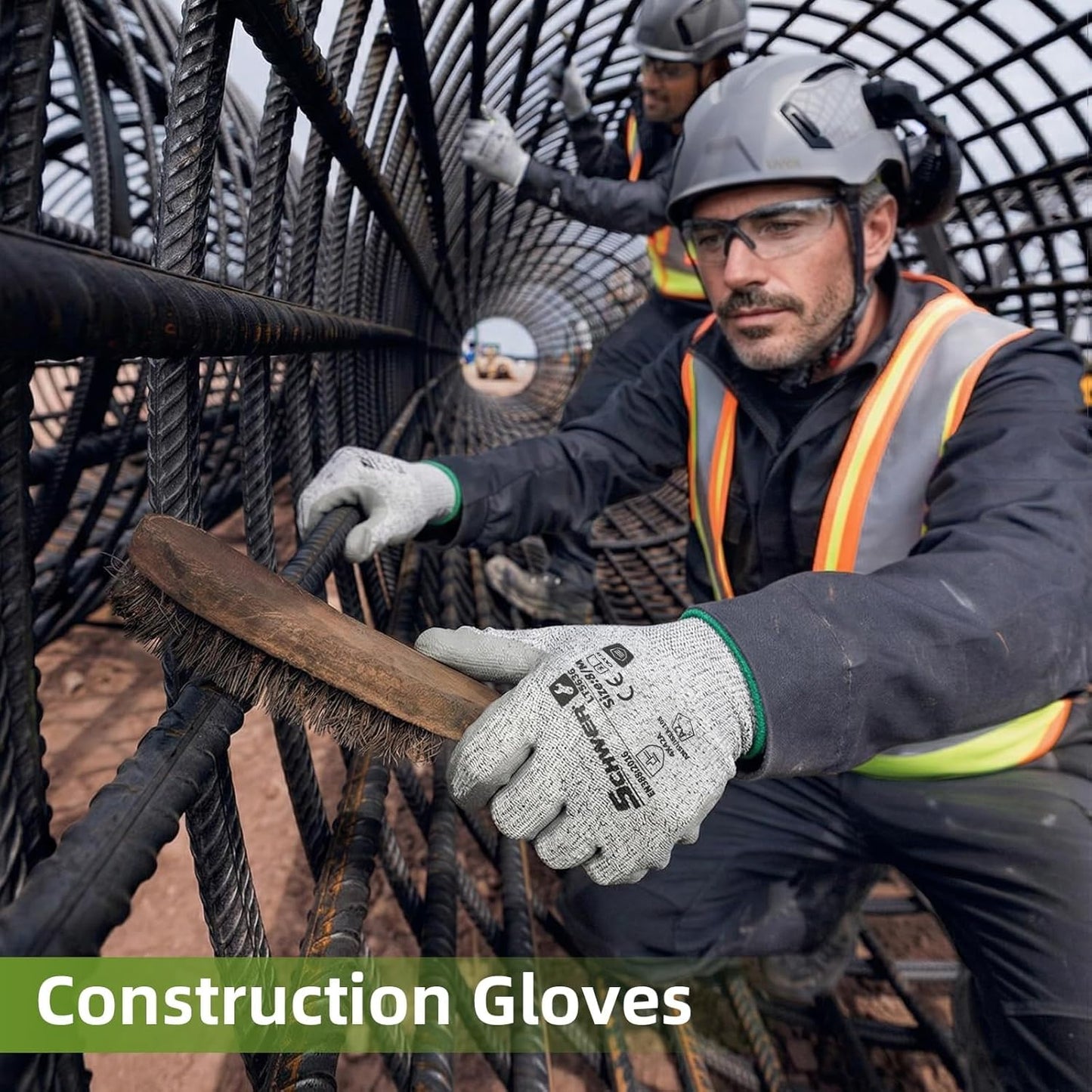 6 Pairs A2 Cut Resistant Work Gloves, Ultra Durable, LT5636, L | Certified to Level 6 Abrasion, Enhanced Safety, Strong Grip, 3D-Comfort, Breathable, Flexible, Construction, Garden, Mechanic