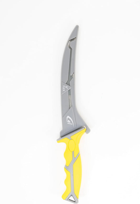 Gambler 9" Flex Fillet Knife Yellow Karl Fishing Knives, Bait Knife, Premium Swedish Stainless Steel Blade, Non-Stick Teflon Coating for Smooth, Precise Cuts, Freshwater/Saltwater