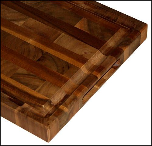 Brown Extra Large Organic End-Grain Hardwood Acacia Cutting Board with Juice groove | Butcher Block | Kitchen Chopping Board | Carving Board - 16" x 11" x 1.25"