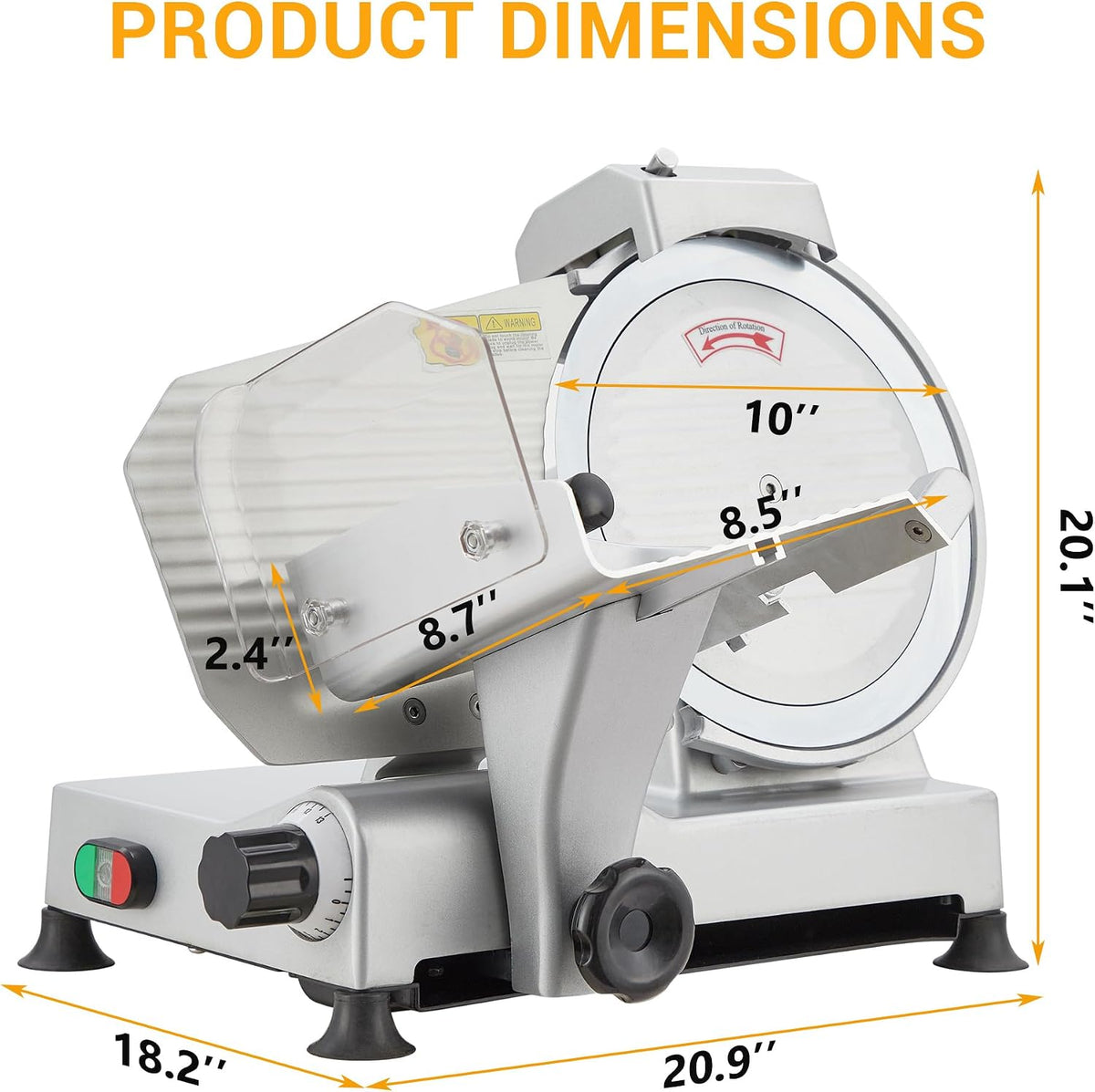 Powerful 240W Dual Motors Automatic Meat Slicer with 10" Carbon Steel Blade,10 inch Meat Slicer, 0-12mm Adjustable Thickness,Commercial/Home Use, Adjustable Thicknessfor Cheese, Veggies, Ham