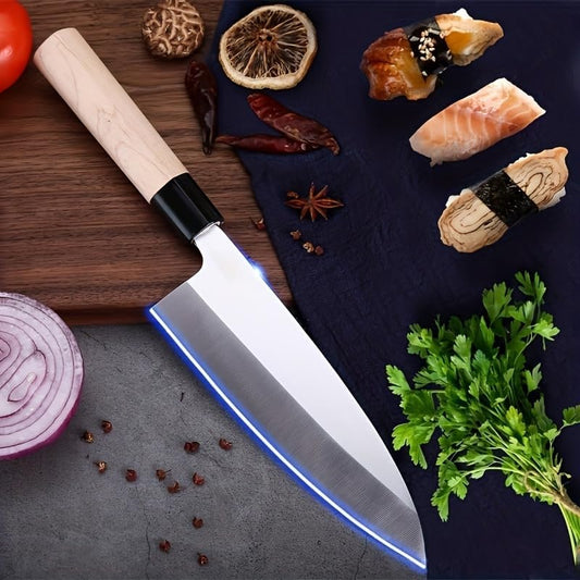 8-inch Japanese Deba Knife Kitchen Knife Cooking Knife Baking Chef Knife Sushi Knife Stainless Steel Professional Heavy Duty Knife for Fish, Ultra Sharp Japanese Carbon Steel Blade, AS SHOW