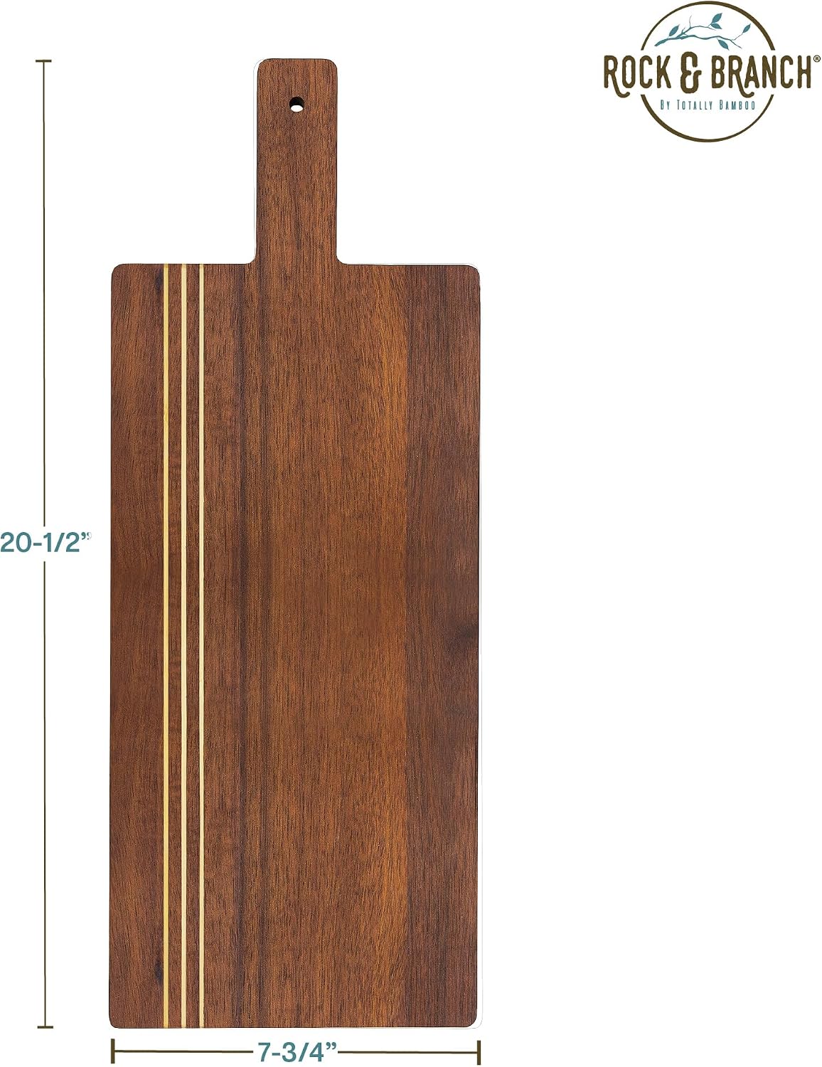 Rock & Branch Large Acacia Wood Cutting Board with Juice Groove – 18" Carving Board with Inlaid Pinstripes | Doubles as Oversized Charcuterie Serving Tray