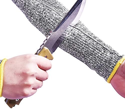 Protective Arm Sleeves, Cut Heat Resistant Arm Protectors Anti Abrasion Safety Armband for Garden Kitchen Work 1 Pair (Gray)