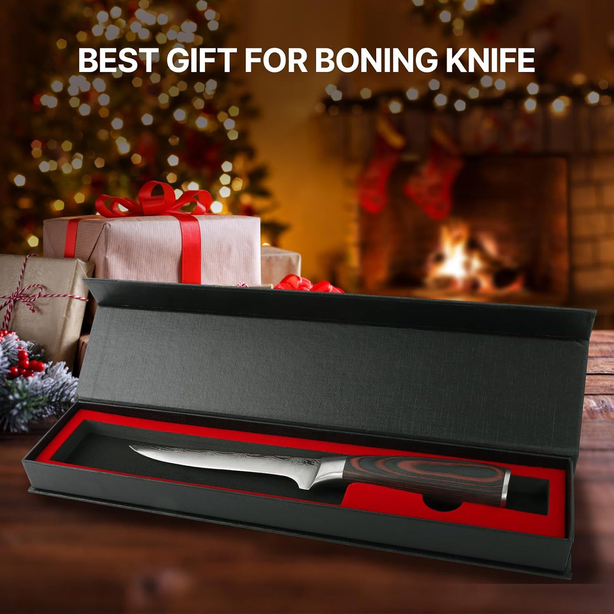 Steak Knives Set of 4, 4.5 Inch Serrated Steak Knife with Pakkawood Handle, High Carbon Stainless Steel Sharp Dinner Knives for Cutting Thick Meat, Steak BBQ, Gift Box