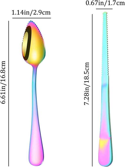 Grapefruit Spoons 2 Pieces Set, 1 Stainless Steel Spoon and 1 Knife with Titanium Plating, Grapefruit Utensils Tool