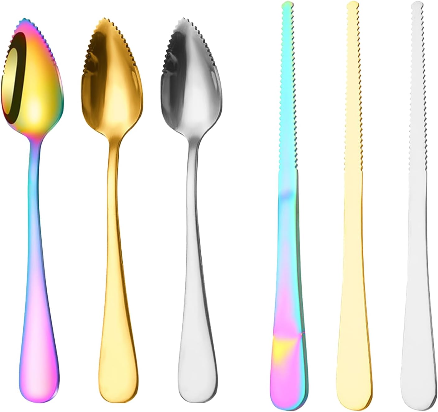 Grapefruit Spoons 2 Pieces Set, 1 Stainless Steel Spoon and 1 Knife with Titanium Plating, Grapefruit Utensils Tool
