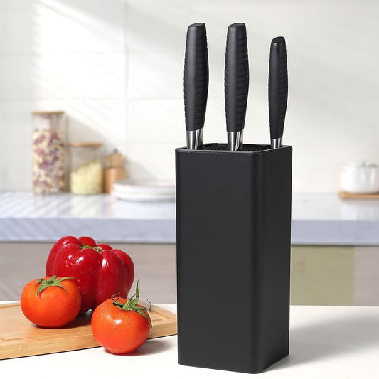 Universal Knife Block Holder,Stand Without Knives Safe Space Saver Large Volume Stable Knife Storage Detachable for Easy Cleaning - Square,C