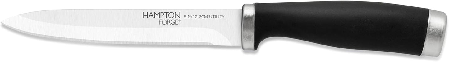 Silverware Set, Epicure Bread Knives 2 Piece, Stainless Steel Material, Hand Wash, Kitchen Utensils, Cutlery Set, Kitchen Knives, Blade Guards, Slip Resistant (Black/Silver, 2 Pieces)