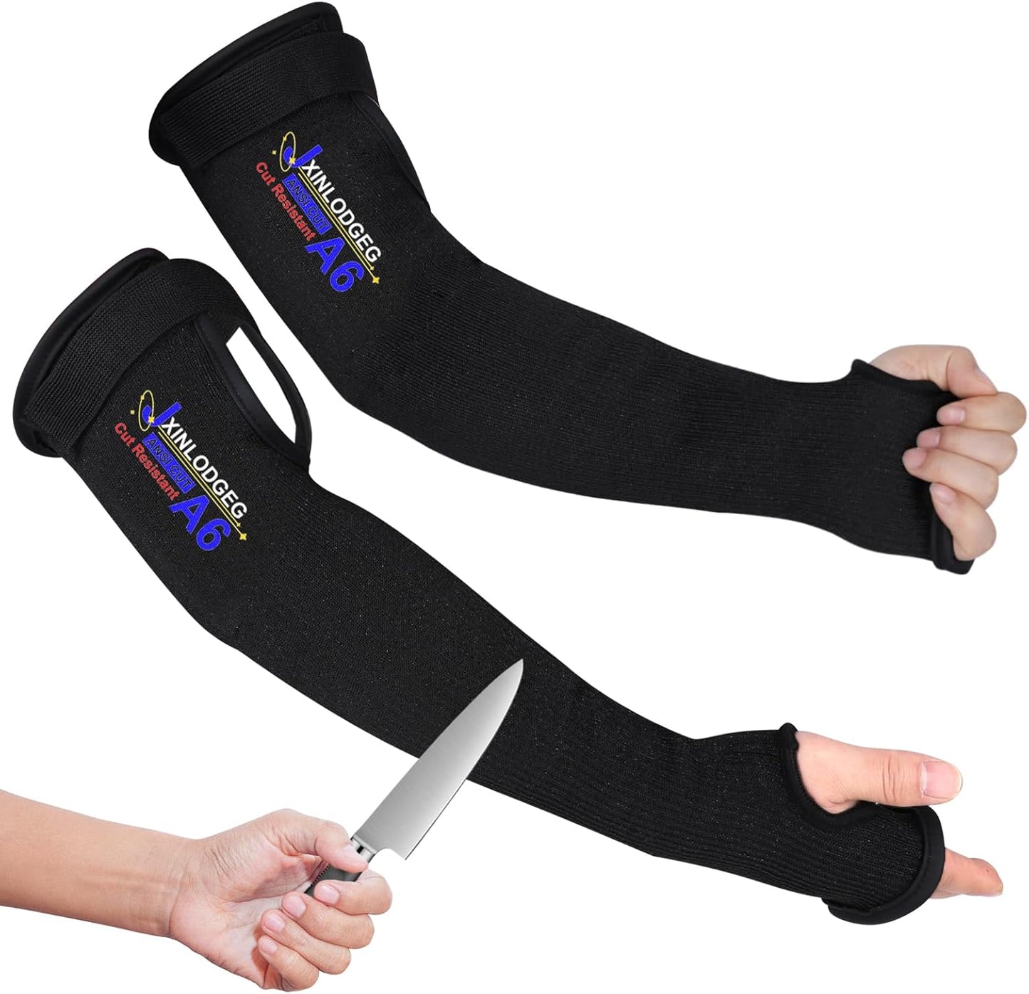 Cut Resistant Farmers Sleeves - A6 Protection with Thumb Hole, Arm Protectors, for Gardening, Welding, Kitchen