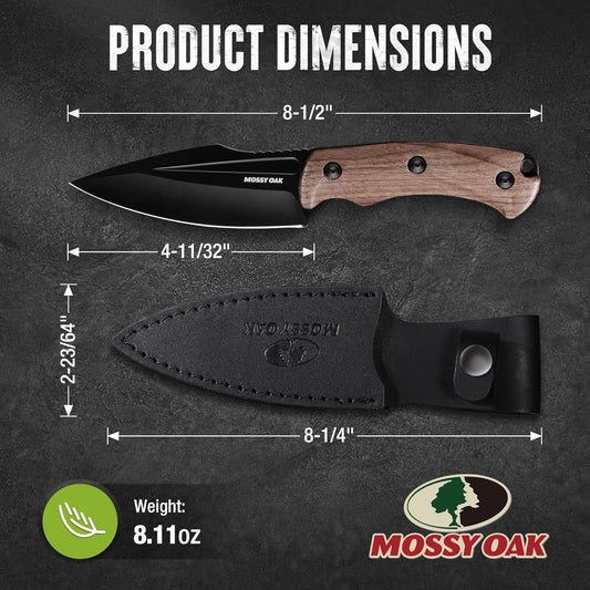 8.5" Full-tang Fixed Blade Knife with Sheath (G10 Handle-Brown) | Stainless Steel Blade; Outdoor Knives for Survival, Camping, Hiking