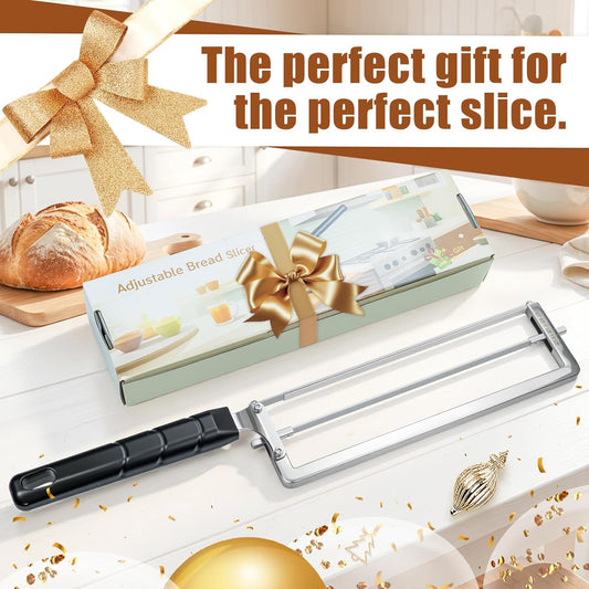 Adjustable Bread Slicer for Homemade Bread,Bread Knife With Slicing Guide | All Metal Frame, Stainless Steel Serrated Blade, Adjustable Slice Thickness, Sourdough Toast Bagel Cutter, Home Baking Tool