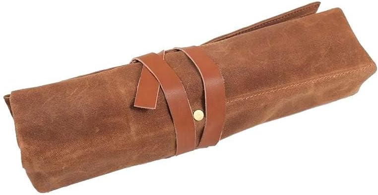 Chisel Roll,Waxed Canvas Tools Wrench Roll Up Pouch with 4 Pockets for Knife Hammers,Gouges, Carving Knife,Fishing Jigs,Best Gift for Electrician,Carpenter or Mechanic,Chisel Carrying Case Organizer