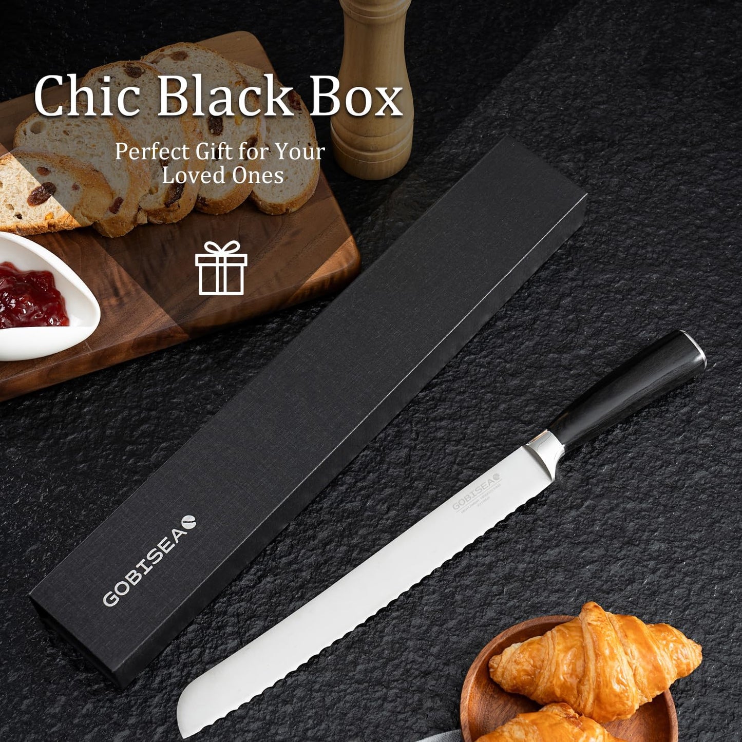 10-Inch Serrated Bread Knife for Homemade Bread, Sourdough Bread Knife with Wide Wavy Edge for Slicing Toast, Baguette, Bagels, Cake