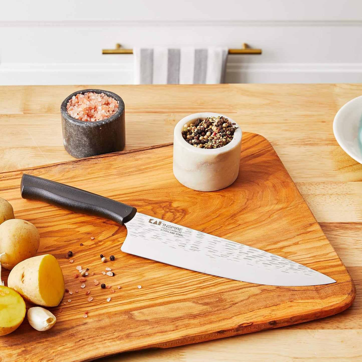 Inspire Bread Knife, 9 Inch blade with Hammered Finish, , Silver