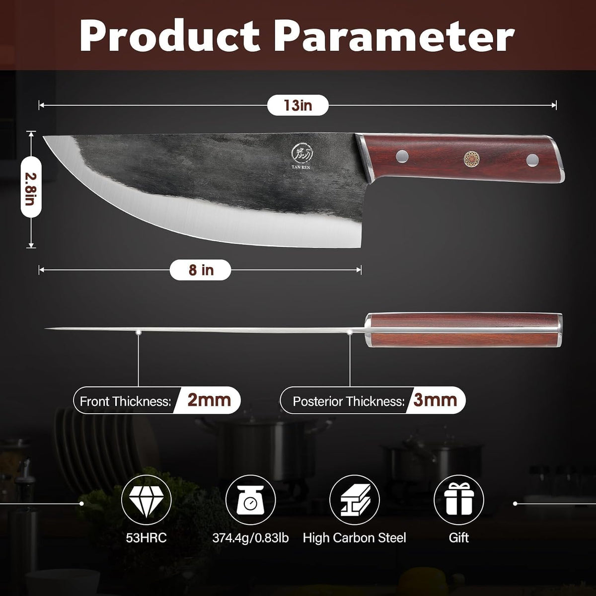 TAN REN 6 Inch Boning Knife High Carbon Steel Deboning Knife for Butchering
