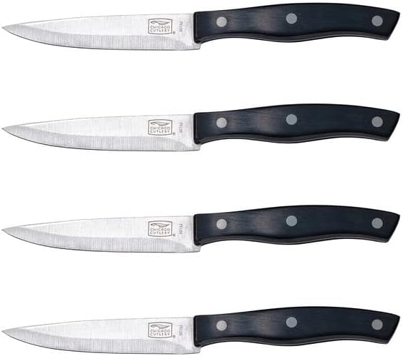Ellsworth 4-Piece Steak Knives, 4.5" Stainless Steel Blades for Effortless Cutting, For Home Kitchen and Professional Use | Stainless Steel Construction | Serrated Edges | Comfortable Grip | Precise Cutting Performance | Everyday Dining Essential