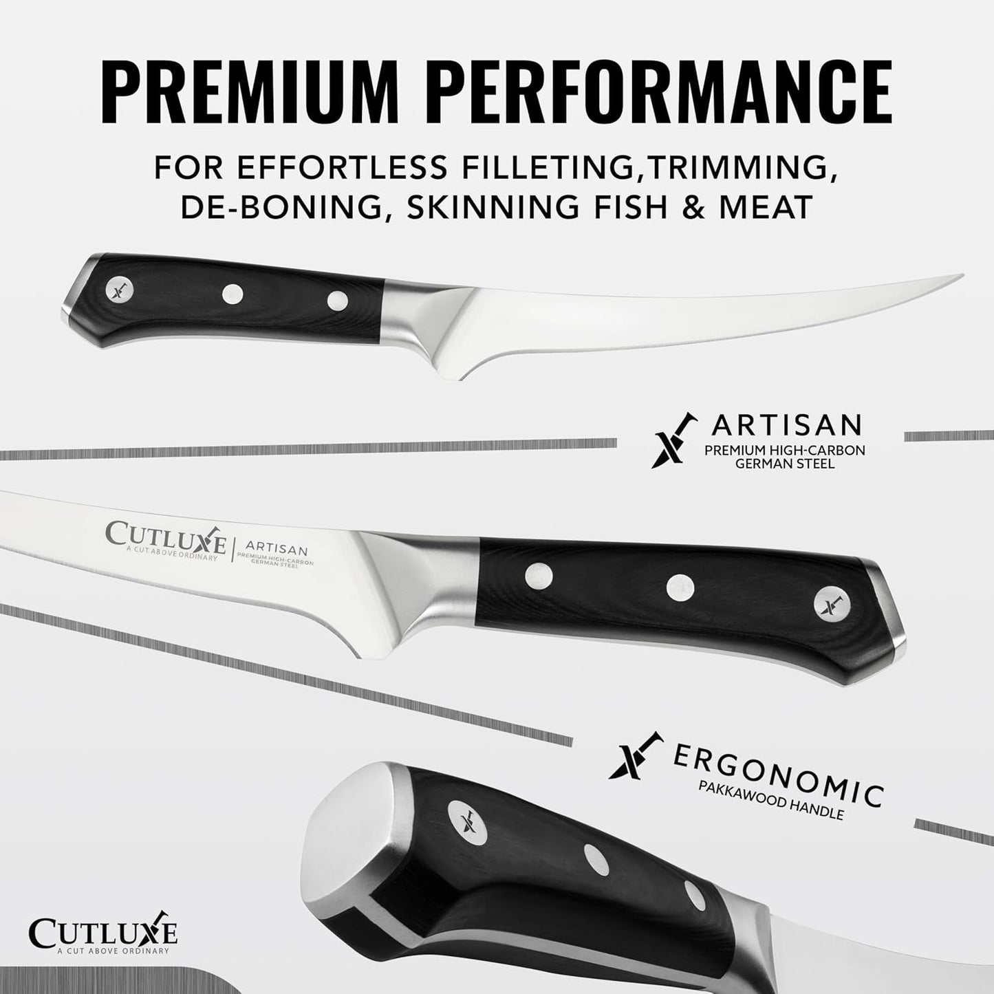 Boning Knife, 6" Razor Sharp Fillet Knife for Meat | High Carbon German Steel, Full Tang Ergonomic Handle Design – Artisan Series