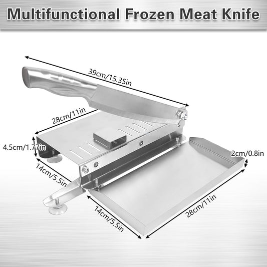 Bone Meat Cutter for Fish, Beef, Chicken, Ribs, Jerky, Vegetable | Manual meat slicer with food tray, stainless steel, manual ribs chopper for frozen meat