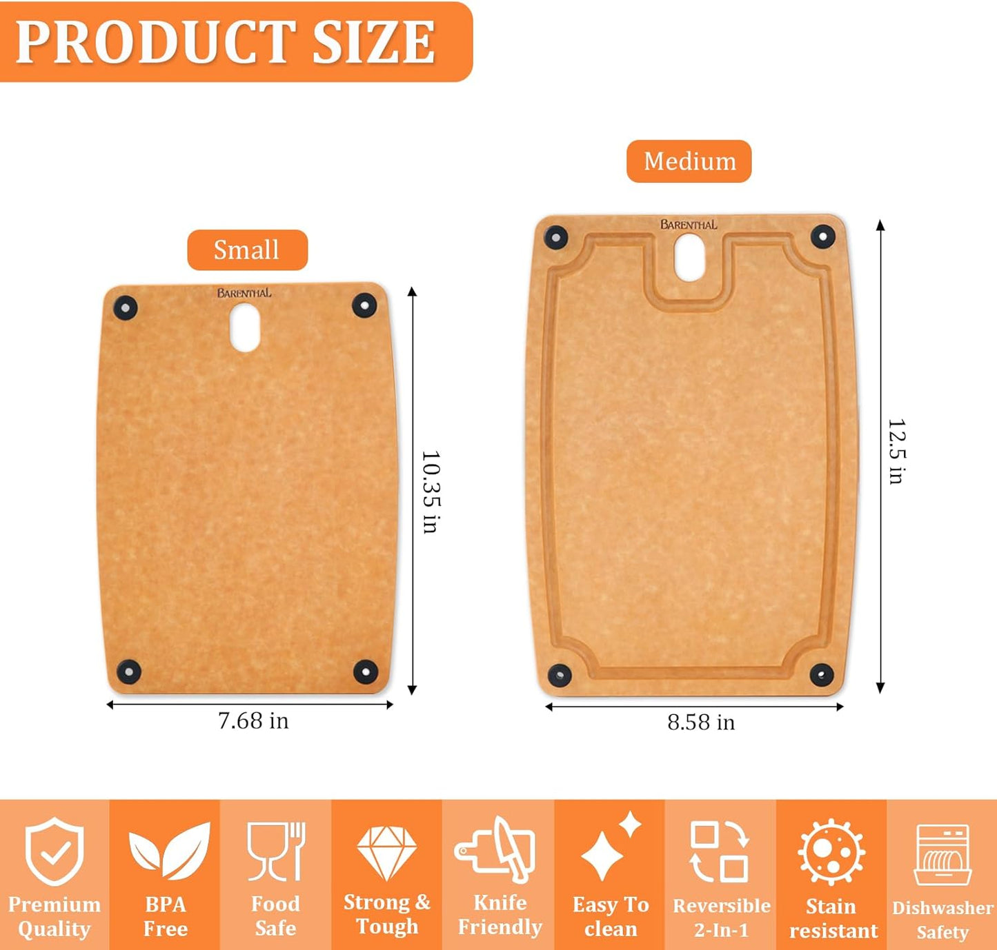 Cutting Boards for Kitchen Dishwasher - 2PC Cutting Board Set Double-Sided with Non-Slip Feet and Juice Groove Composite Chopping Board for Kitchen Knife Friendly Cut Meat, Fruit,Vegetable