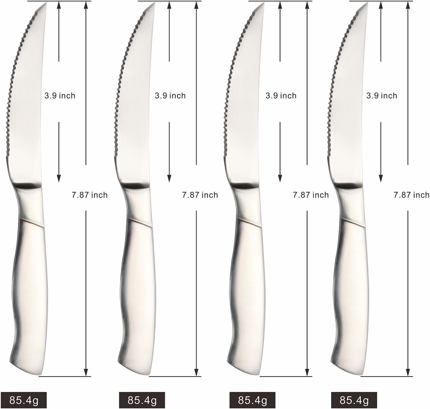 Professional Grade Steak Knives Set of 6 - Restaurant Quality Serrated Edge, Ergonomic Handle, Dishwasher Safe Stainless Steel Cutlery