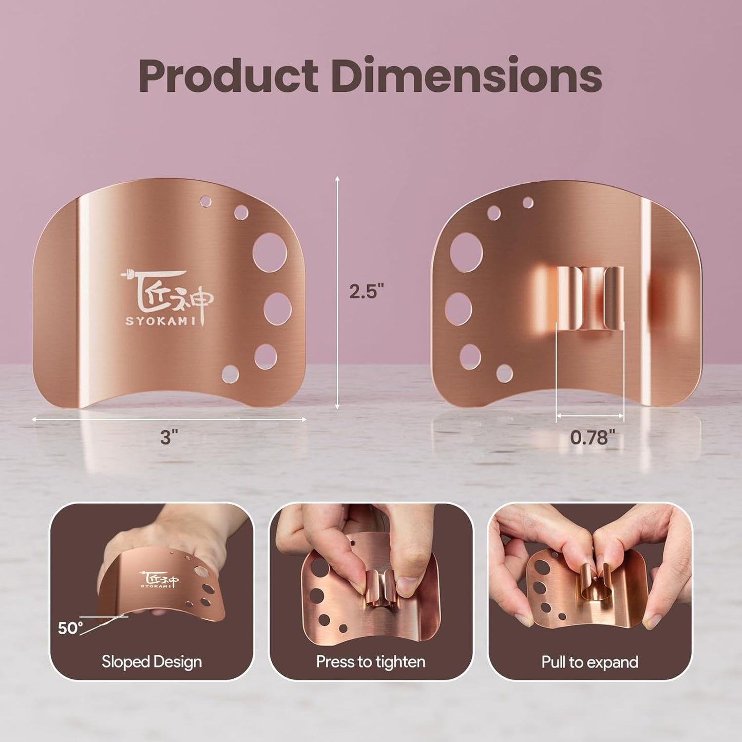 Finger Guards for Cutting Food, Protects Women’s Fingers and Nails, Ideal Gift for Her, Mom or Wife, 2 Stainless Steel Finger Protectors with Herb Stripper, Adjustable Size