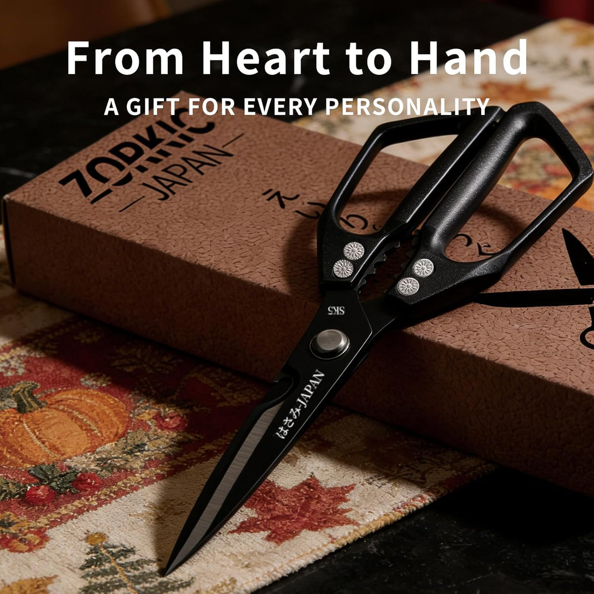Japanese Kitchen Shears Black, Heavy Duty Poultry Shears, Kitchen Scissors for Meat Cutting, Chicken Bones, Gifts for Cooks Men Women Mom Dad