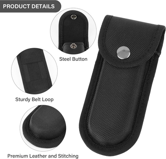 Nylon Pocket Knife Holder, Folding Knife Sheath with Snap Closure & Belt Loop, Vertical/Horizontal Knife Case for Belt, Pocket Knife Holster for Multitool, Swiss Army Knife