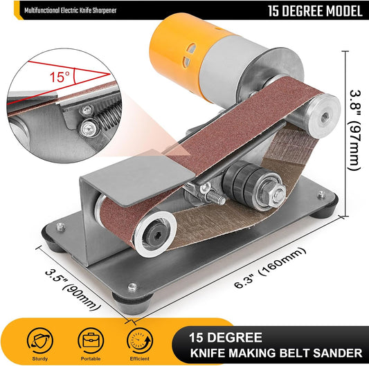 Multifunctional Electric Knife and Tool Sharpener Belt Sander | 7 Adjustable Speed Mini Knife Making Grinder & Sharpening System - For Hunting, Serrated & Kitchen Knives, Wood, Crafts