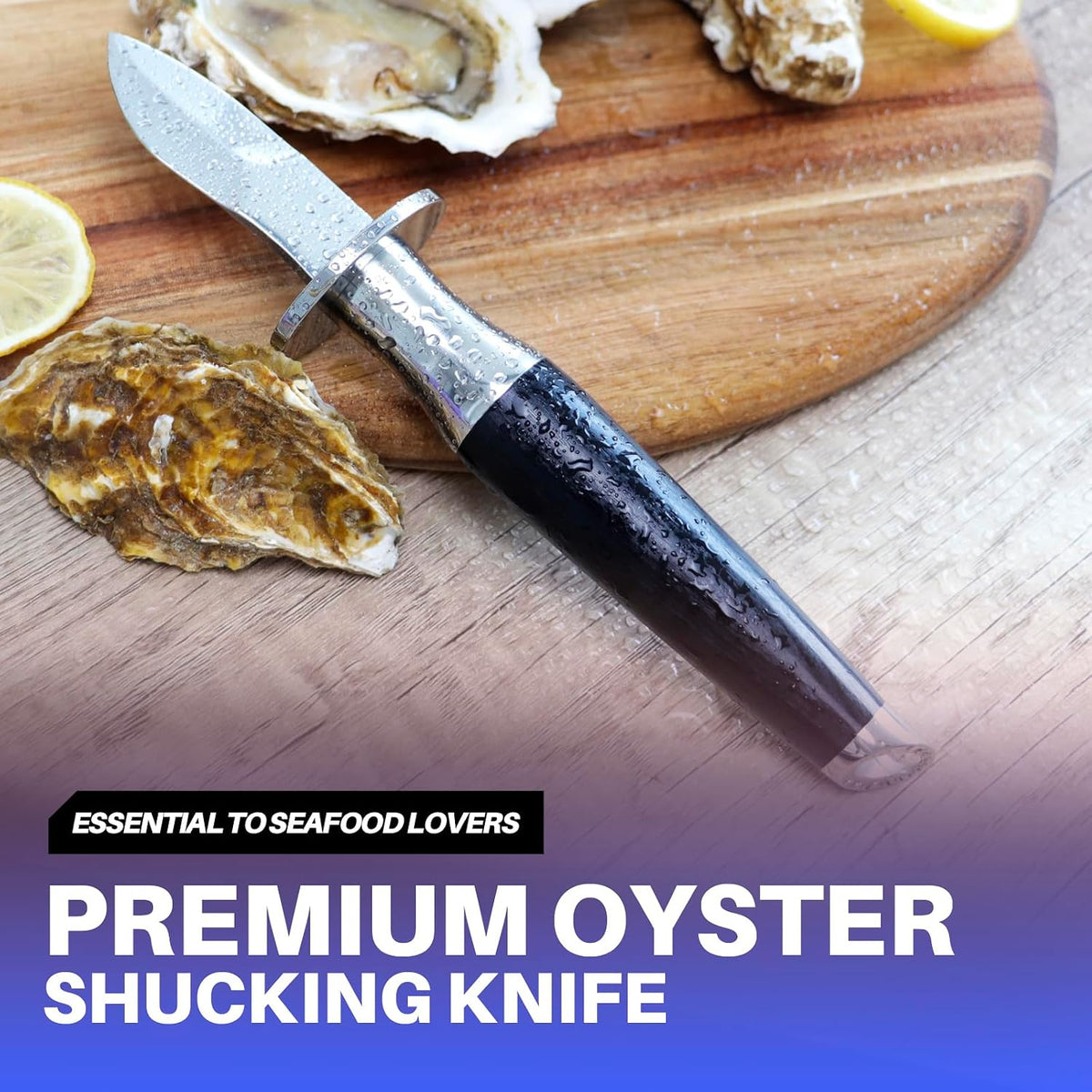 Oyster Shucking Knife+A9 Cut-Resistant Glove with Gift Box,Stainless Steel Oyster Knife and Oyster Shucking Gloves Kit,Heavy Duty Oyster Opener Tool, Oyster Shucker Tool for Chef