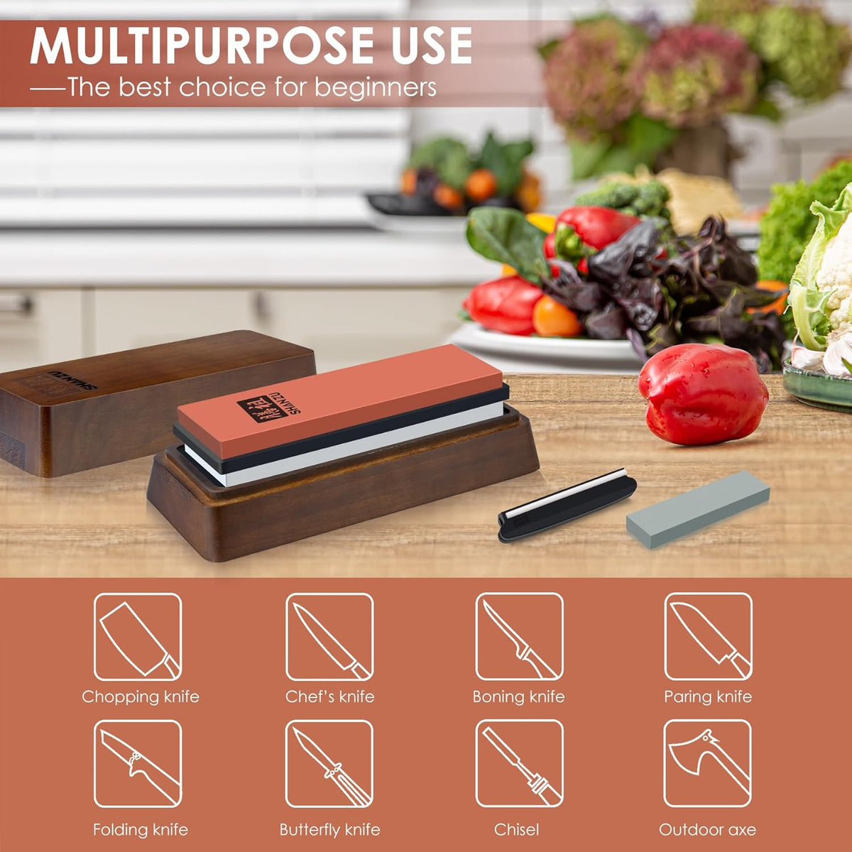 2 PCS Knife Sharpener Stone Set with Storage Box | Whetstone Grit 1000/5000 Knife Sharpening Stone with Non-Slip Silicone Base and Angle Guide Whetstone Knife Sharpening Kit