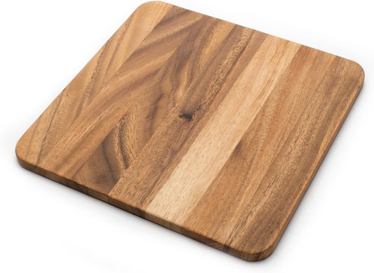 Gourmet Square Cutting Board, Acacia Wood 0.5 x 9 x 9 inches | Beautiful Acacia Wood Cutting & Serving Board | Serve Charcuterie & Appetizers | Small Square Chef's Chopping Board