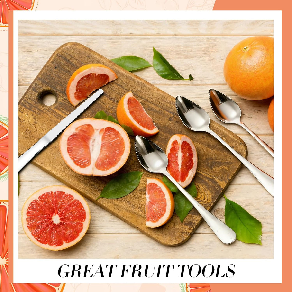 20 Pcs Grapefruit Spoons Bulk and 2 Grapefruit Knifes, Serrated Edge & Thick Gauge Handle, 18/8 Stainless Steel Silver Citrus Utensil Set for Kiwi Apple Dessert Salad Citrus Fruits