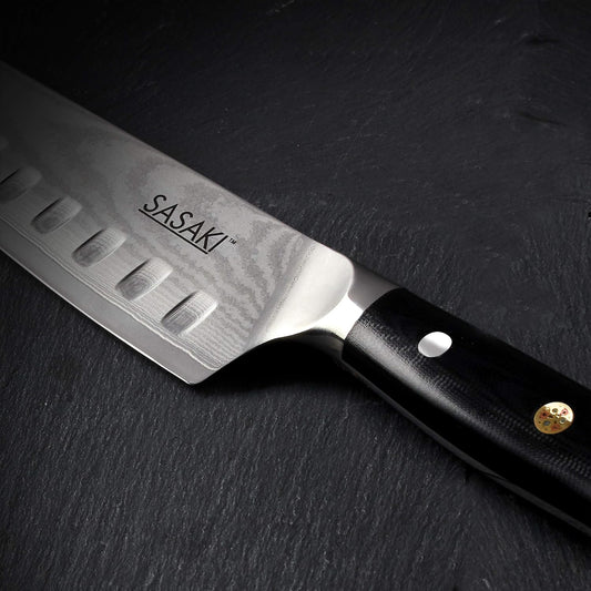 5228194 Masuta Japanese AUS-10 Stainless Steel Santoku Knife with Locking Sheath, 7-Inch