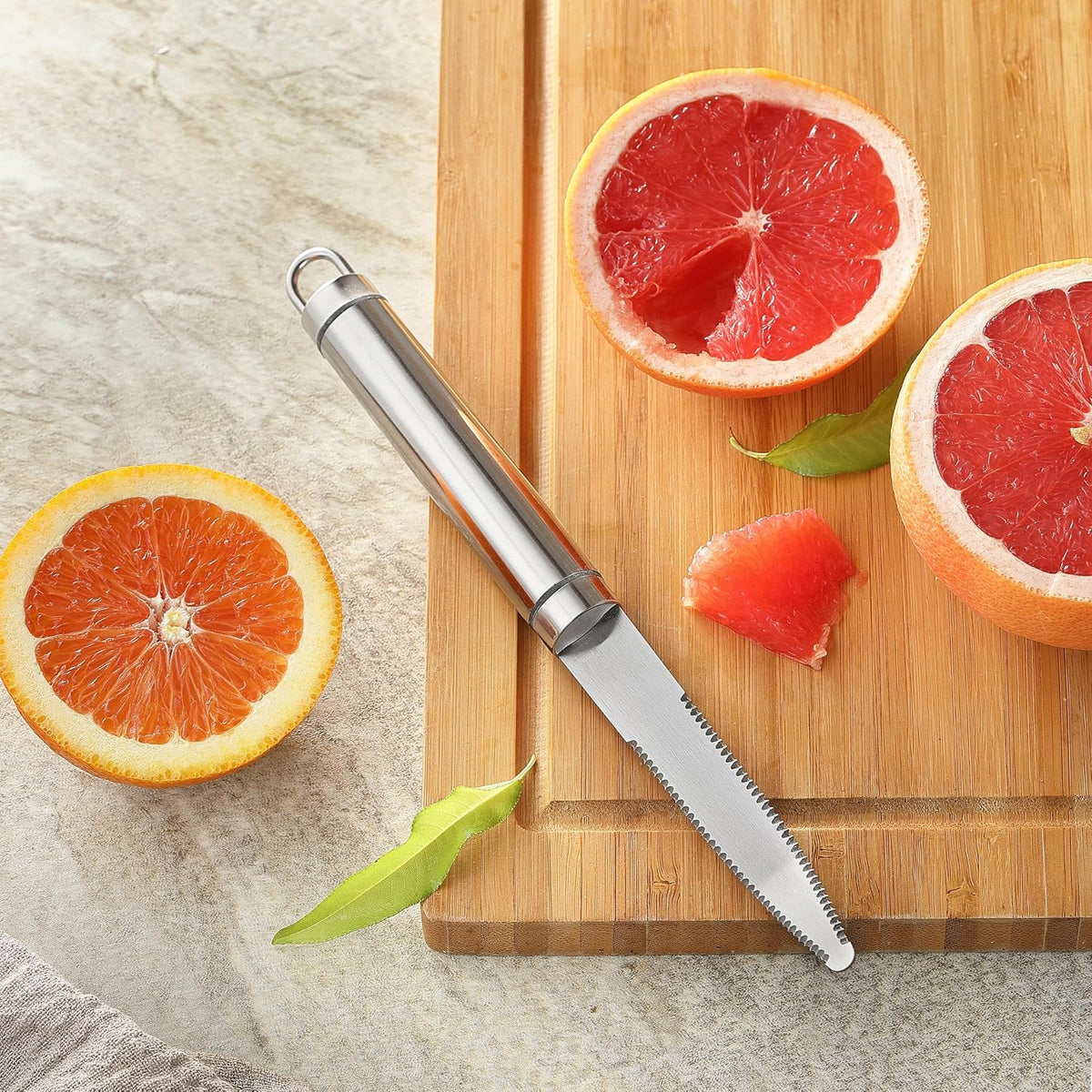 2PCS Grapefruit Knife, Stainless Steel Curved Serrated Blade for Kiwi Lemon