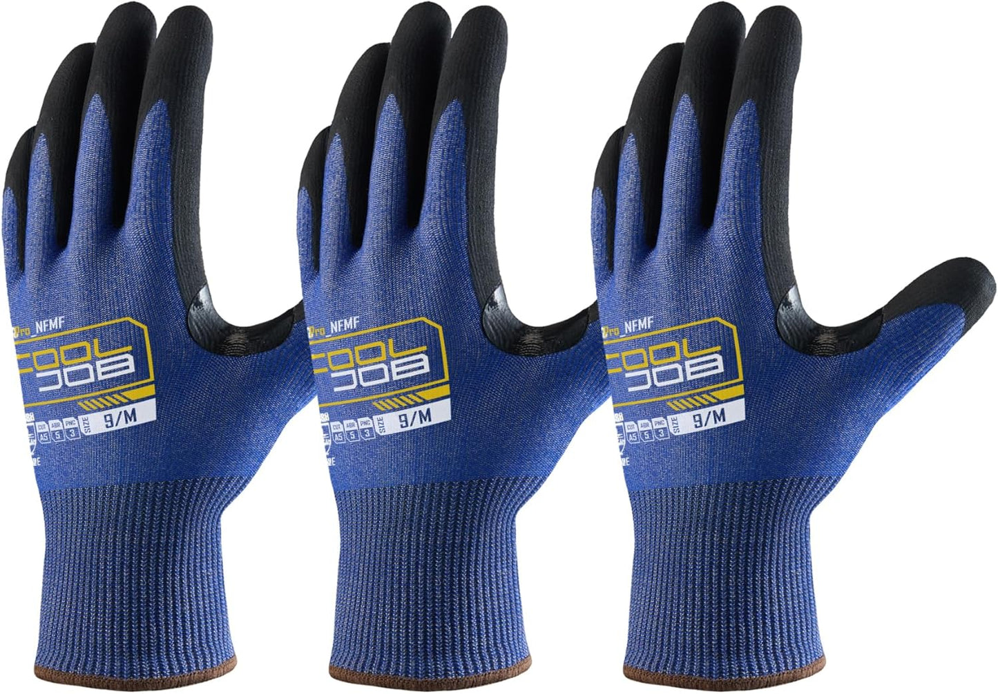 A5 Fiberglass Free Cut Resistant Gloves for Men, Touchscreen, Grip Nitrile Coated, No PFAS, Non Slip, Soft & Durable