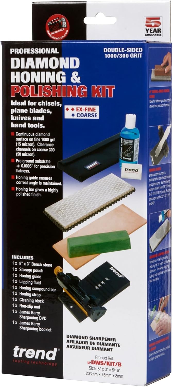 Trend Complete Diamond Sharpening Kit: Double-Sided Credit Card Stone & Mini Taper File w/Lapping Fluid, Cleaning Block, Instructional DVD & Guide, DWS/KIT/C