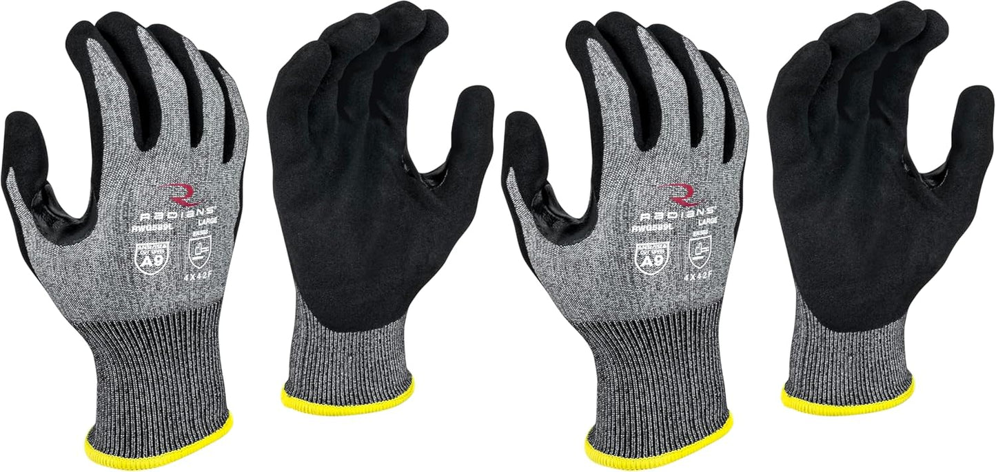 Unisex Touchscreen Cut Level A9 Sandy Foam Nitrile Coated Cut Resistant Work Glove - Gray Shell/Black Palm, Standard Size M